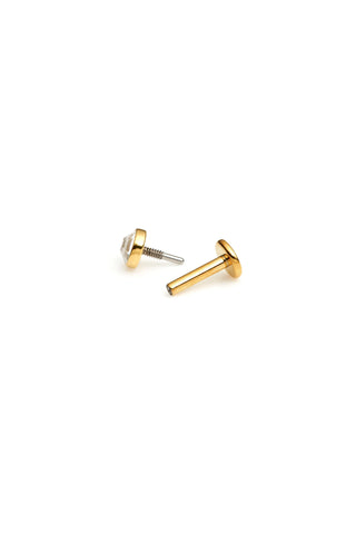 Gold Titanium Jewelled Disc Flat Back Stud Earring
