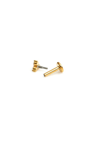 Gold Titanium Trinity Gem Flat Back Stud Earring