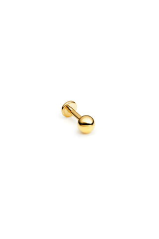 Gold Titanium Plain Ball Flat Back Stud Earring