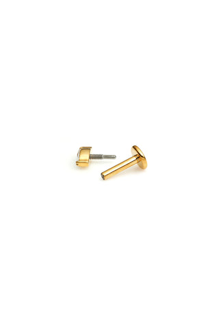 Gold Titanium Marquise Gem Flat Back Stud Earring
