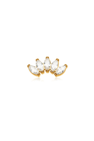 Gold Titanium Marquise Gem Cluster Flat Back Stud Earring