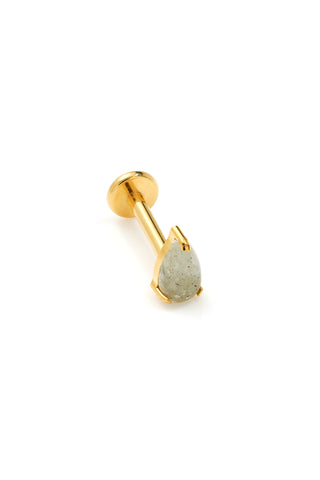 Gold Titanium Labradorite Tear Drop Flat Back Stud