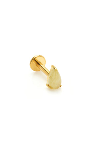 Gold Titanium Gold Rutilated Quartz Teardrop Flat Back Stud