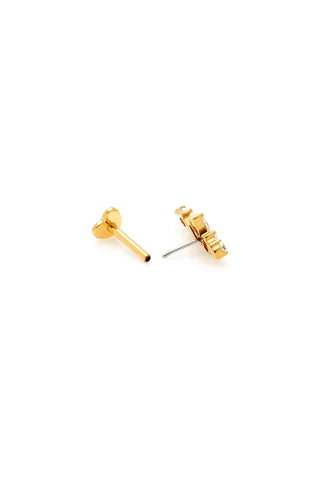 Gold Titanium Threadless Gem Cluster Flat Back Stud Earrings