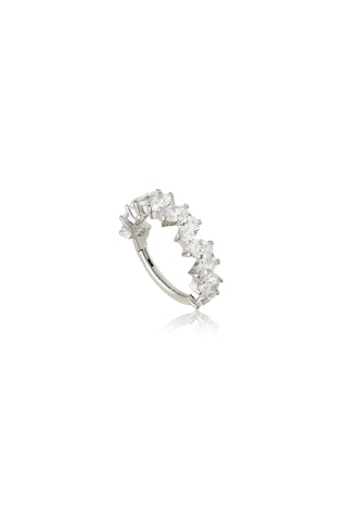 Platinum Titanium Marquise Gem Oval Hinge Ring