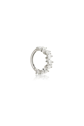 Platinum Titanium Marquise Gem Oval Hinge Ring