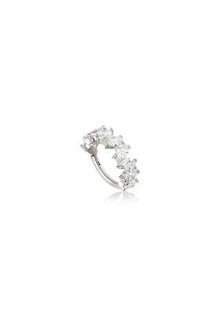 Platinum Titanium Marquise Gem Oval Hinge Ring