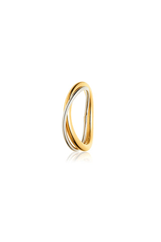 Gold & Platinum Titanium Mixed Metal Double Interlocking Ring