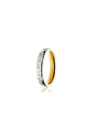 Gold & Platinum Mixed Metal Titanium Multi-Gemstone Ring