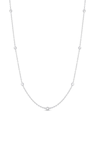Platinum Titanium Gemstone Station Necklace
