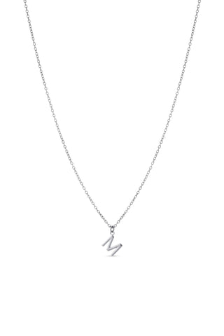 Platinum Titanium Letter Charm Necklace