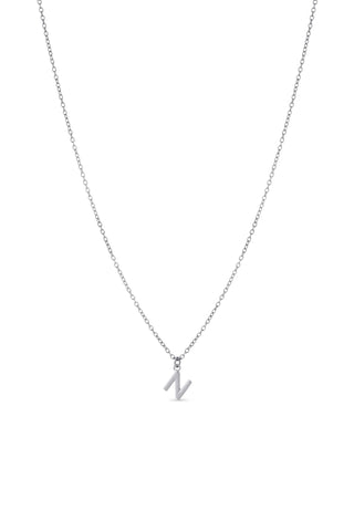 Platinum Titanium Letter Charm Necklace