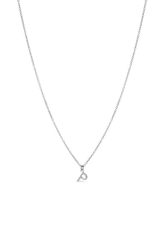 Platinum Titanium Letter Charm Necklace