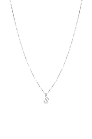 Platinum Titanium Letter Charm Necklace