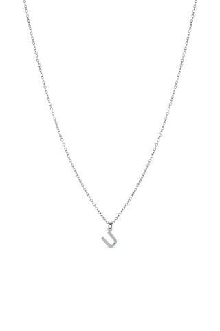 Platinum Titanium Letter Charm Necklace
