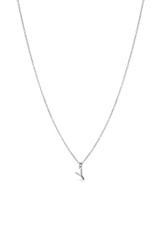 Platinum Titanium Letter Charm Necklace