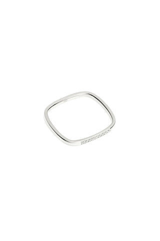 Platinum Titanium Multi-Gemstone Square Stacking Ring