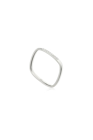 Platinum Titanium Multi-Gemstone Square Stacking Ring
