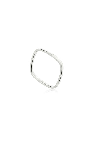 Platinum Titanium Gemstone Square Stacking Ring