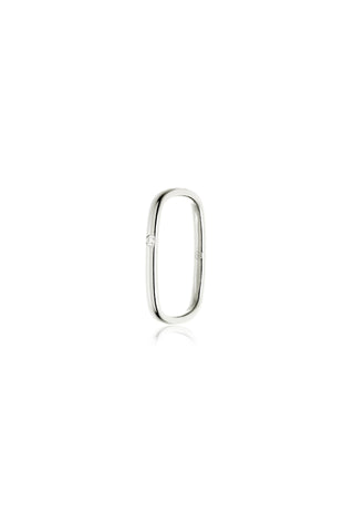 Platinum Titanium Gemstone Square Stacking Ring