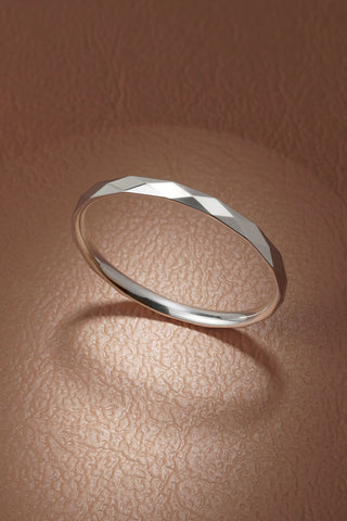 Platinum Titanium Faceted Stacking Ring