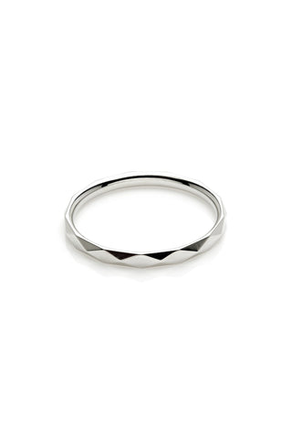 Platinum Titanium Faceted Stacking Ring