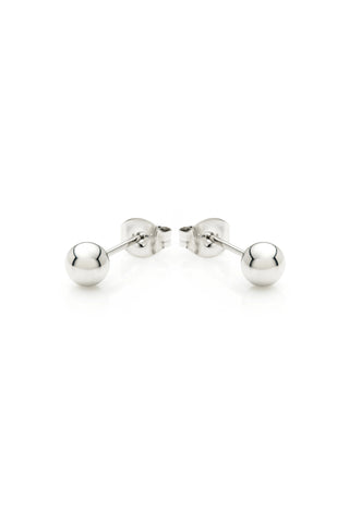 Platinum Titanium Plain Ball Stud Earrings