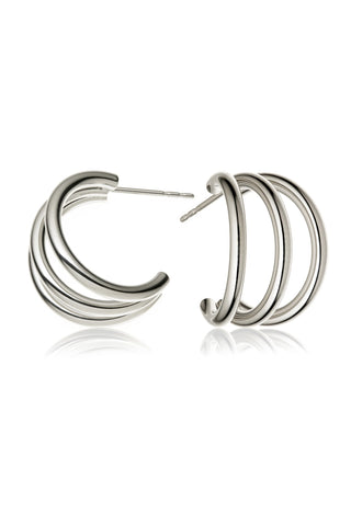 Platinum Titanium Triple Hoop Stud Earrings