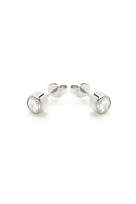 Platinum Titanium Moissanite Bezel Gem Stud Earrings