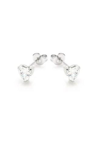 Platinum Titanium Jewelled Heart Stud Earrings