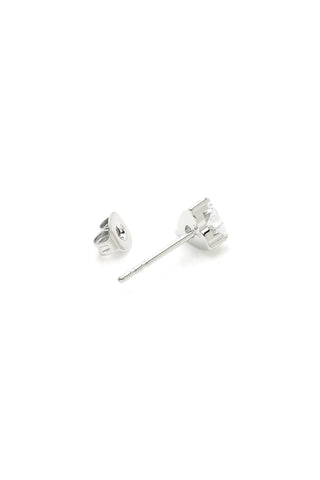 Platinum Titanium Jewelled Heart Stud Earrings