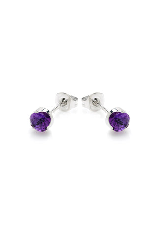 Platinum Titanium Amethyst Stud Earrings