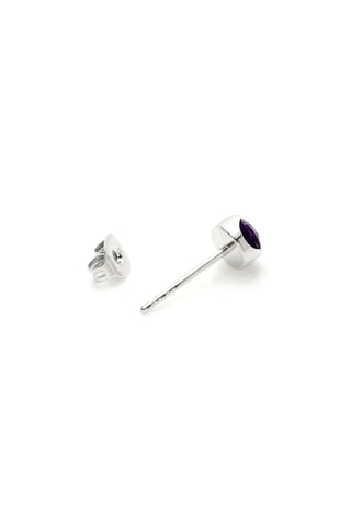 Platinum Titanium Amethyst Stud Earrings