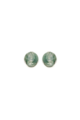 Platinum Titanium Moss Agate Stud Earrings
