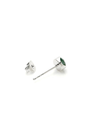 Platinum Titanium Moss Agate Stud Earrings