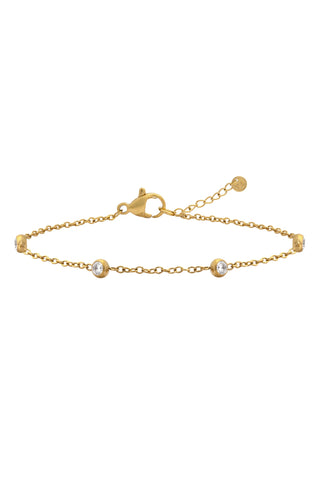 Gold Titanium Gemstone Station Anklet