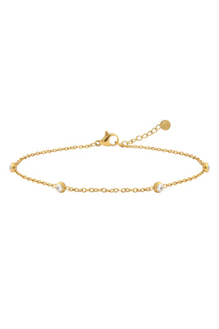 Gold Titanium Gemstone Station Bracelet