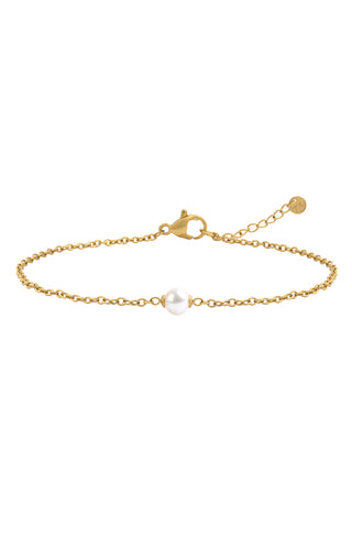 Gold Titanium Single Pearl Bracelet