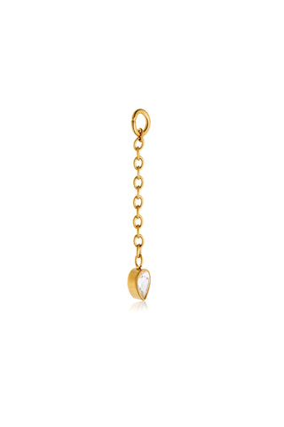 Gold Titanium Chain Earring Charm with Teardrop Gem