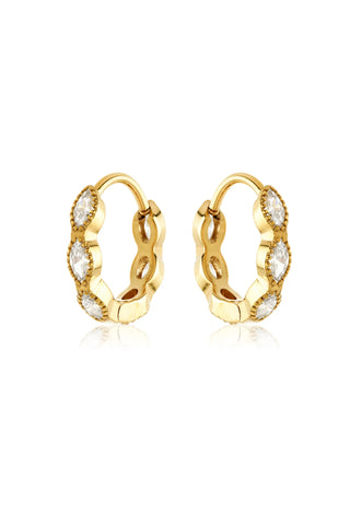 Gold Titanium Marquise Gem Hoop Earrings