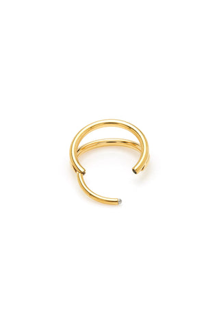 Gold Titanium Plain Double Band Hoop Earrings