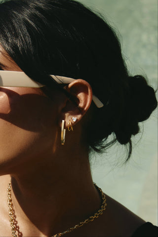Gold Titanium Oval Hoop Earrings