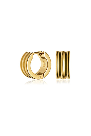Gold Titanium Ribbed Chunky Hoop Earrings