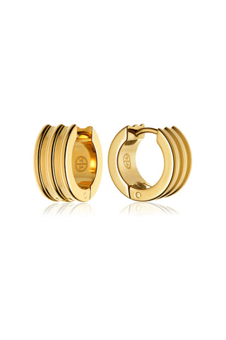 Gold Titanium Ribbed Chunky Hoop Earrings
