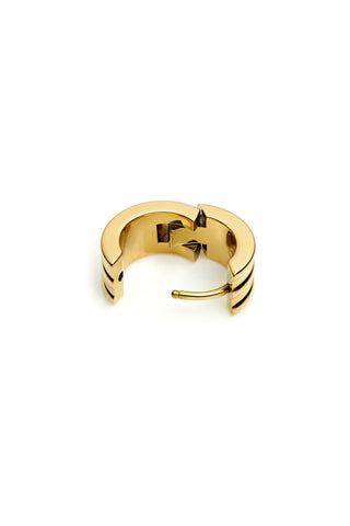 Gold Titanium Ribbed Chunky Hoop Earrings
