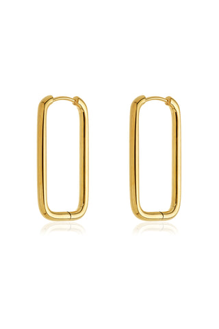 Gold Titanium Rectangle Hoop Earrings
