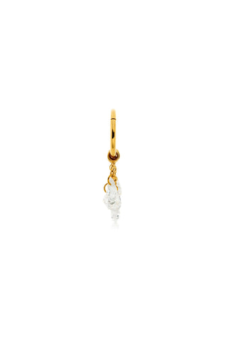 Gold Titanium Seamless Hoop Earring with Hanging Teardrop Gems