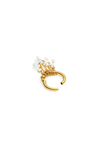 Gold Titanium Seamless Hoop Earring with Hanging Teardrop Gems