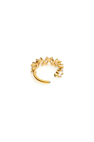 Gold Titanium Marquise Gem Oval Hinge Ring
