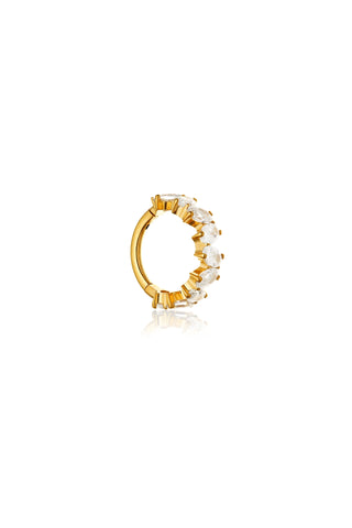 Gold Titanium Marquise Gem Oval Hinge Ring